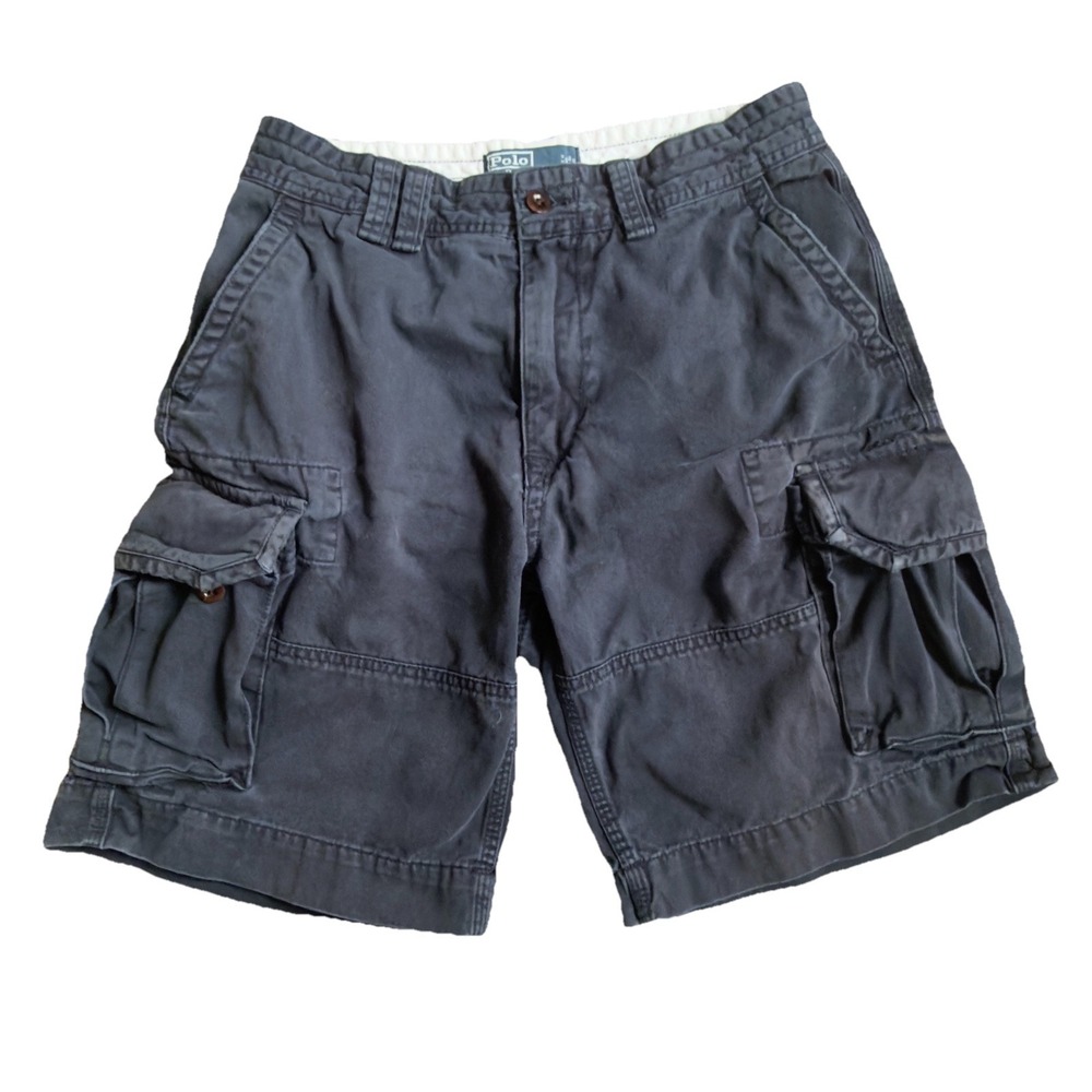 Polo Ralph Lauren Men's Y2K Blue Faded Cargo Shorts Utility‎ Punk Grunge Size 32